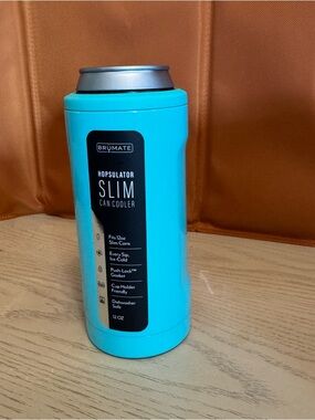BrüMate Hopsulator Slim Can Cooler in Aqua (with stash can)